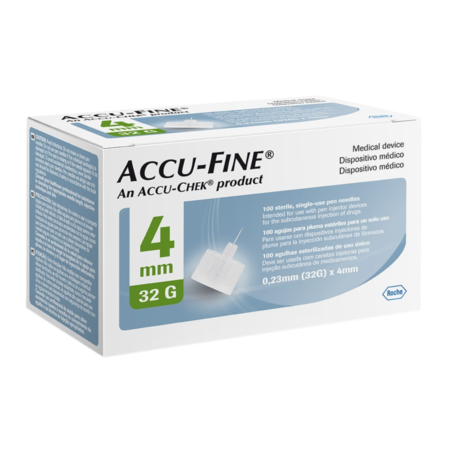 Agulha Para Caneta, 4mm 32G, Caixa com 100 Unidades, Accu-Fine