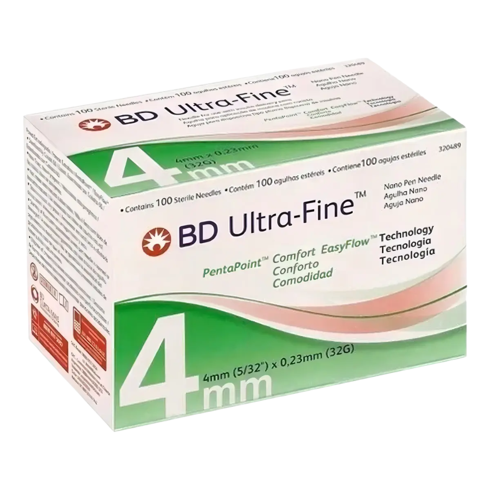 Agulha Para Caneta BD Ultra-Fine 4mm 32G, Caixa com 100 Unidades