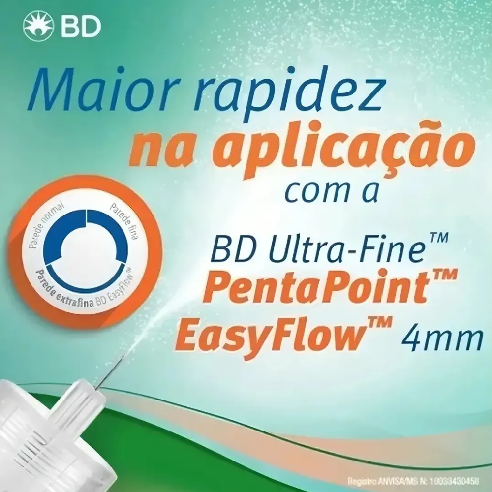Agulha Para Caneta BD Ultra-Fine 4mm 32G, Caixa com 100 Unidades - Imagem 2