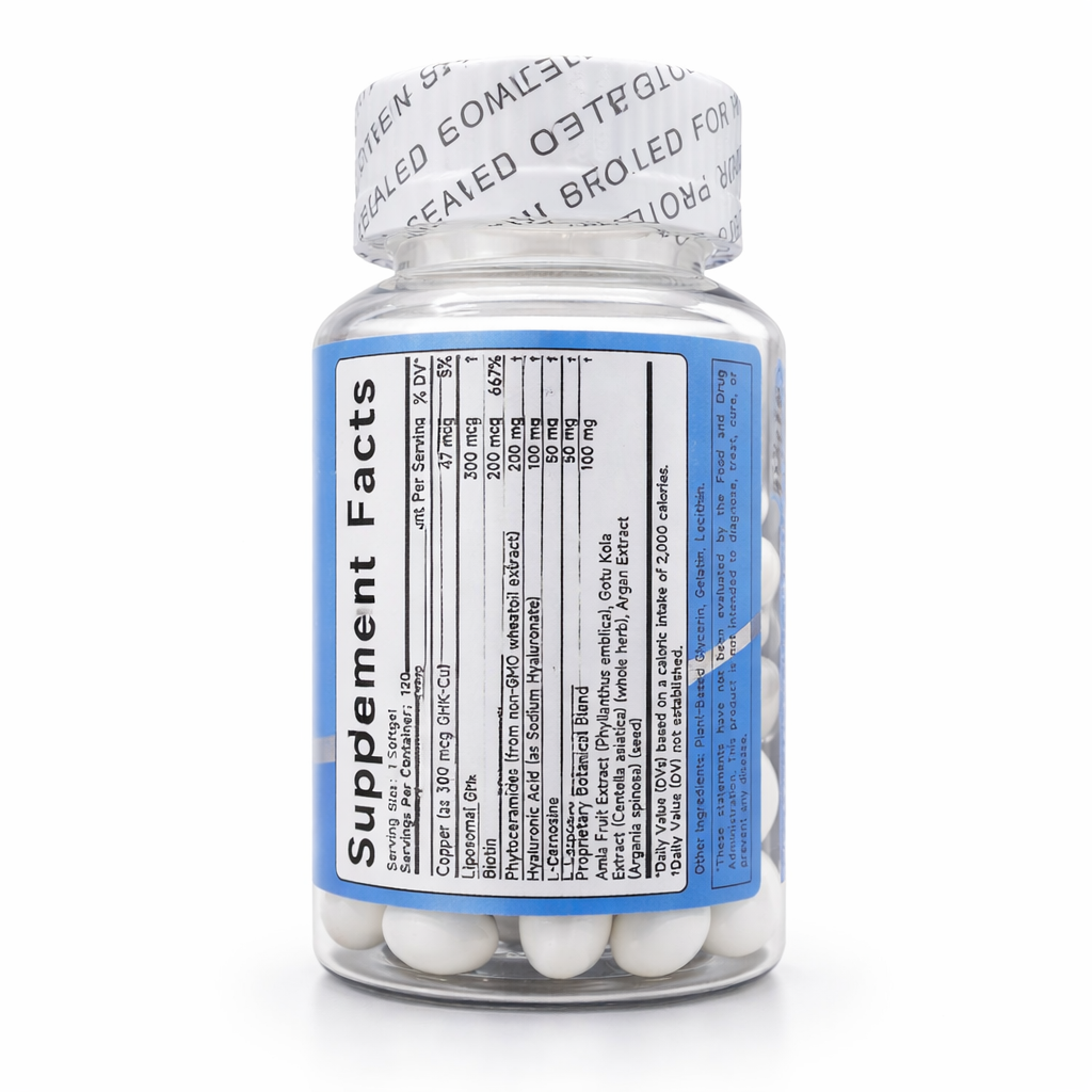 GHK-Cu, Lipossomal 300mcg, Suplemento com Biotina, 120 cápsulas, Ewcxine - Imagem 2