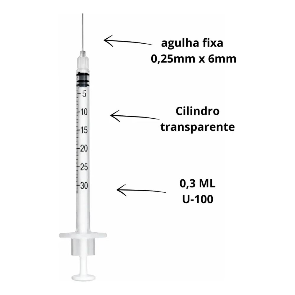 Kit com 5 Seringas, BD Ultra-Fine 100 UI (Ideal para Aplicação de Peptídeos), 3ml, Venper - Imagem 2