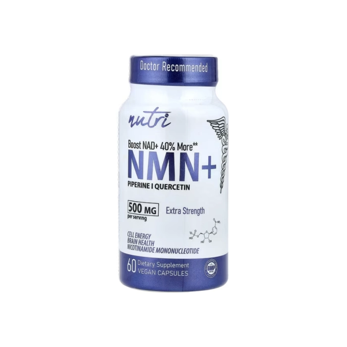 NAD+, NMN 500mg com Quercetina e Piperina, 60 Cápsulas Nutri